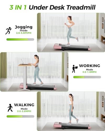 Image of Superun Walking Pad with 6% Incline, Under Desk Treadmill, 3 in 1 Portable Treadmills for Home with Remote Control LED Display, 2.5 HP Quiet Mini Treadmill for Office Home Use, 300 Lbs Capacity