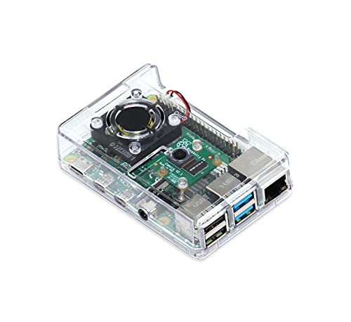 sb components Raspberry Pi 4 Boitier avec ventilateur, coque de protection pour Raspberry Pi 4/Raspberry Pi 4B/Raspberry Pi 4 Modèle B (Transparent)