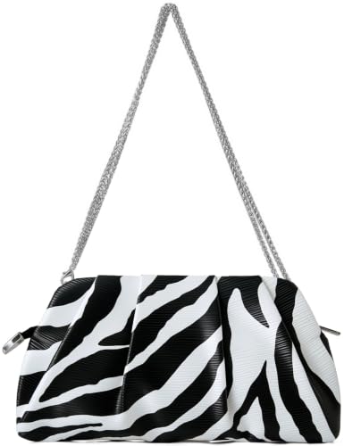 Image of Evening Bag for Women Ruched Clutch Purse Detachable Metal Chain Crossbody Bag
