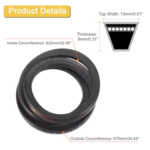Image of uxcell A32 1 /2 Classic Wrapped V-Belt, 34 inch Outside Circumference Wrapped Industrial Rubber V-Belt A Profile V-Belt for Industrial Machinery Equipment, Black