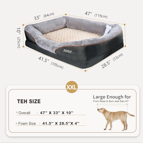 JOYELF XXLarge Orthopädisches Hundebett Memory Foam Hundebett & Hundesofa Gedächtnisschaum mit abnehmbarem waschbarem Bezug und Quietschspielzeug als Geschenk