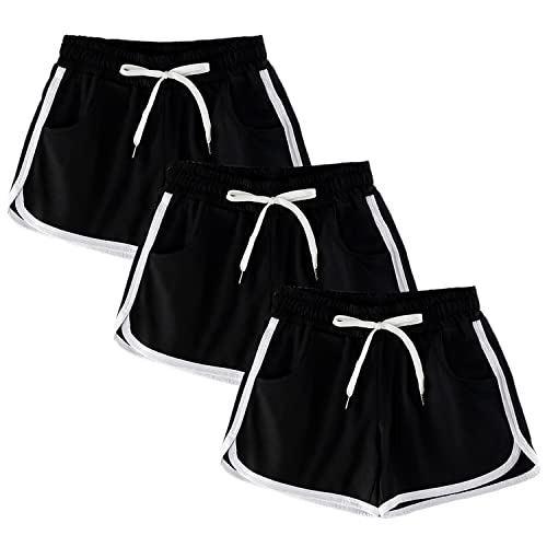 3pcs Dolphin Shorts Gym Athletic Workout Running Casual Sport Pants with Drawstring & Pocket