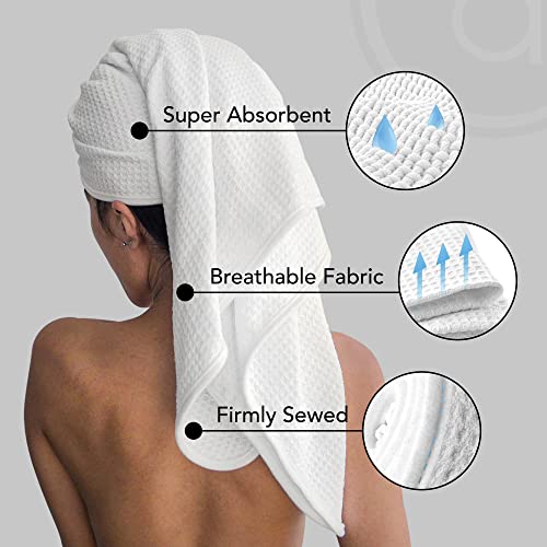 Desired Body Microfiber Hair Towel - Premium Anti Frizz Hair Drying Wrap For Women & Men - Large And Lightweight One Size Fits All - White #TOP2