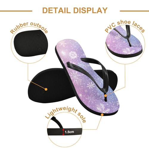CEBUGI Unisex Flip Flop -Flat Sandal -NonSlip Couple Slippers -Natural Rubber Foam Soles Ultimate Comfort and Durability for Indoor Outdoor|Stars and Snowflakes2
