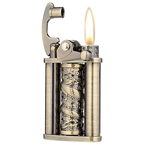 Encendedor Kerosene Pilares Dragón Bronco Antiguo