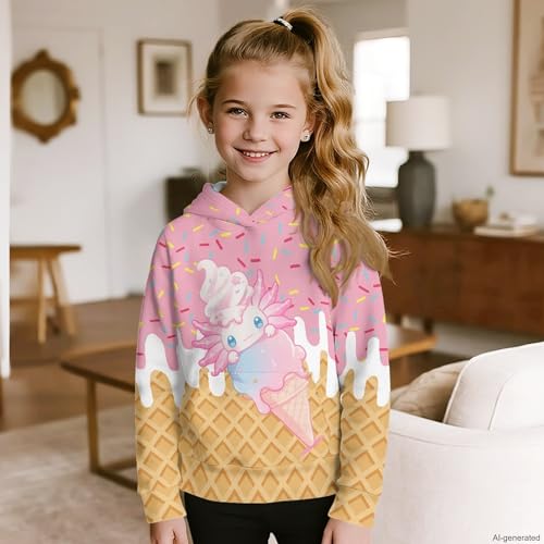 Image of Coloranimal Unisex Girls and Boys Long Sleeve Hoodies Hoody Athletic Pullover Sweatshirts Tops Age 6-16year