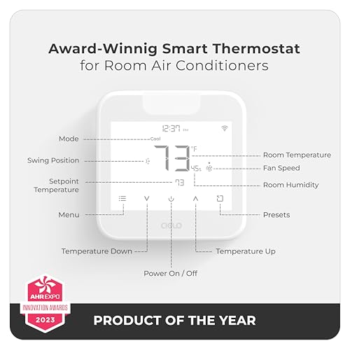 Image of Breez Max Smart WiFi Thermostat for Mini-Split, Window, Portable AC (White) | AHR Product of the Year | Smart AC Controller | AI-Based Tech | Free App, No Subscription | Alexa, Google, IFTTT, SmartThings