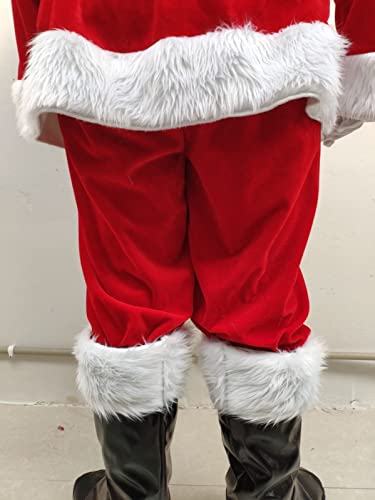 Kerstman Pak Deluxe Mens Professioneel Kerstman Kostuum Vader Kerstpak Fancy Dress Kostuum - 5 Stuk Velours Kwaliteit Plus Size Kerstman Kostuum Volwassenen Pluche X-Mas Outfit - Afbeelding 4