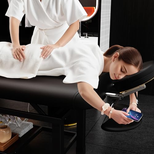 Image of pouseayar Heavy Duty Electric Stationary Massage Table with Backrest Adjustable and Storage Space for Treatment /Medical Spa /Facial /Beauty /Massage Bed and More - 30 Wide x 75 Long - Black