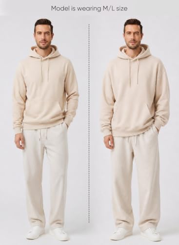 Image of JMIERR Mens Fleece Lined Hoodie Pullover Drawstring Pocket Winter Warm | Cozy fleece-lined pullover, adjustable drawstring hood, kangaroo pocket, regular fit, machine wash