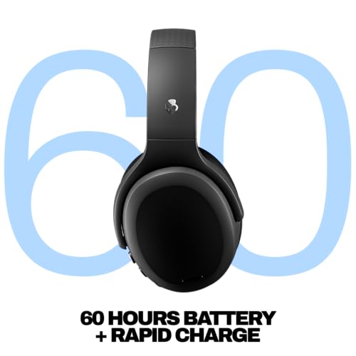 Skullcandy Crusher ANC 2 Over-Ear Noise Canceling Wireless Headphones with Sensory Bass and Charging Cable, 50 Hr Battery, Skull-iQ, Alexa Enabled, Microphone, Works with Bluetooth Devices - Black