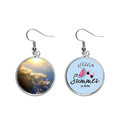 Pendientes cielo azul nubes estilo sandía para lóbulo