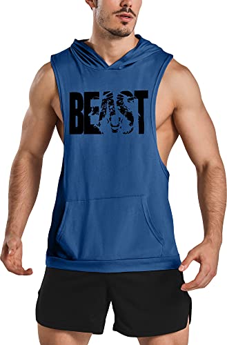 GYM REVOLUTION Men's Workout Sleeveless Shirts Muscle Hooded Tank Gym Fitness Quick Dry Sleeveless Hoodies3