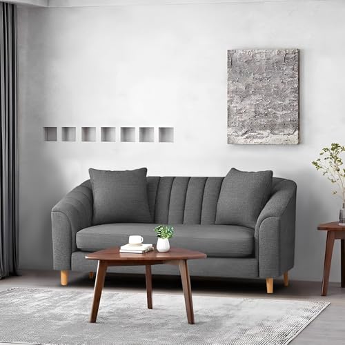Image of Doraldo 2 Seater Sofa Set for Living Room (Dark Grey) Premium Fabric Sofa