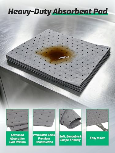 Image of Heavy Duty Oil Absorbent Pads 9.8 inch x 13 inch 10 Pcs Automotive Absorbent Pads