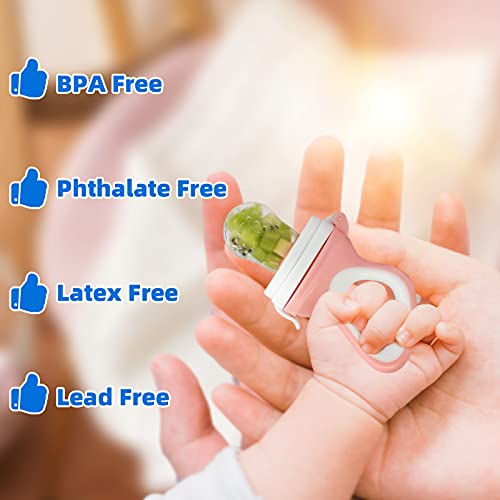 Baby Food Fruit Feeder Pacifier Teething Toys Teether (2Pcak) - Relief Teething Includes All The Sizes Pouches Food Feeder Pacifier 6 Different Silicone Nipple