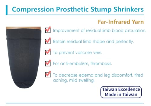 Image of Far-Infrared Prosthetic Stump Shrinkers - Above Knee, 35cm, Amputee Socks, Blood Circulation, Thermal Regulation, 20-30, Daily use, Taiwan Excellence M