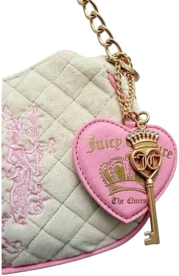 Juicy Couture Juicy Tale Quilted Shoulder Bag Sandstone/Pink w Charms