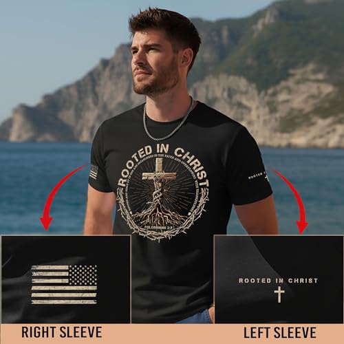 Rooted in Christ Shirt, Jesus Tshirt, Christian Shirts for Men, Cross Shirt, Religious Shirts for Men 23