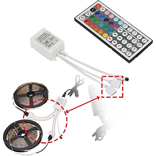 Image of SUPERNIGHT RGB Light Strip Remote Controller, 2-in-1 4 Pin Dimming Dimmer Brightness Flash Mode Control Options for LED Tape Light,12V DC LEDs Rope Lighting (2 Ports)