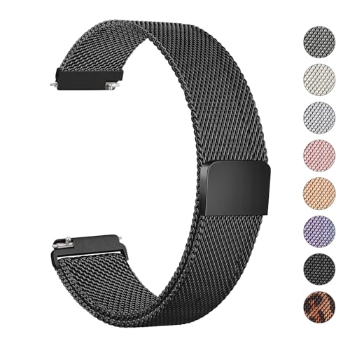 Veryfit Smart Watch Bands for IDW13, IDW16, IDW19 Smartwatch, Stainless Steel Metal Replacement Bracelet Strap for Fitpolo IDW13/Woneligo W13/FITVII HM57, ENOMIR/TOOBUR/MILOUZ/Gydom/Faweio/Veryfit IDW19 (Black)