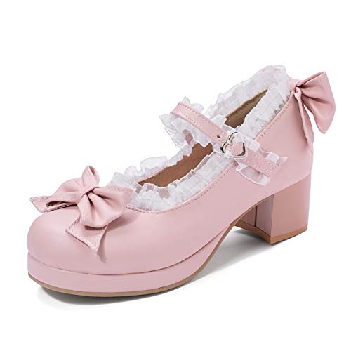 KISSASA - Zapatos de plataforma para mujer, diseño de Lolita, color Rosa, talla 42 EU