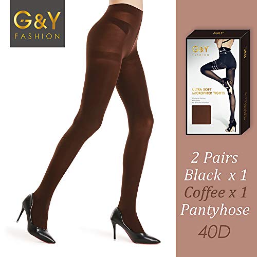 G&Y 2 Pairs Semi Opaque Tights for Women - 40D Microfiber Control Top Pantyhose 5
