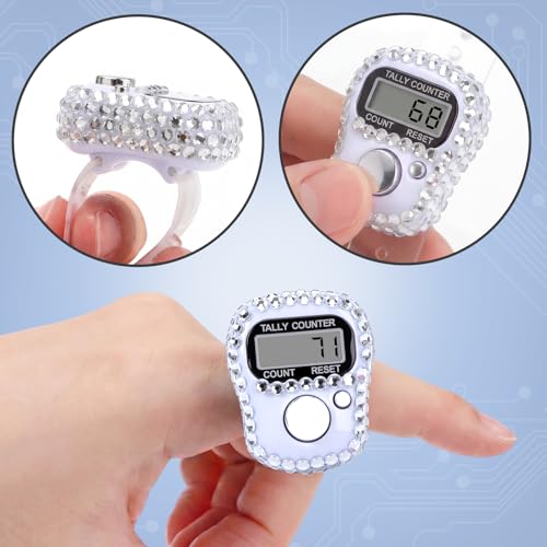 Image of Simgoing Electronic Finger Clicker Counter, Rhinestones Tally Tasbeeh Counter Gifts for Prayer Islamic Golf Counting Goods Lap Knitting Bling Accessories