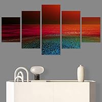 SIGNWIN 5 Panel Canvas Wall Art Modern Art Beach Coastal Expressive Global Multicolor Photography for Home Decorations Ready to Hang - 60