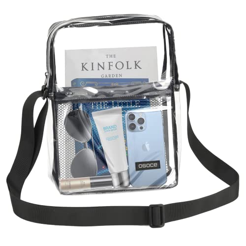 OSOCE Sac à bandoulière transparent en PVC imperméable, grande capacité pour le stade, le travail, l'école, pour homme et femme (Petit) Cover