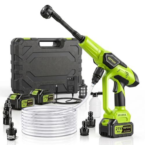 Cordless Portable Washer 1450 PSI Battery Operated Washer with 6-in-1 Nozzle 2pcs 4.0Ah Battery&Charger Handheld Washer for Car Home Garden Patio