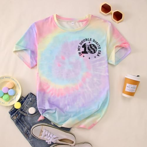 Image of IZYJOY in My Double Digits Era Shirts Girls 10th Birthday T-Shirts 10 Years Old Birthday Party Short Sleeve Summer Tee Tops