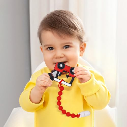 Image of Baby Golf Cart Silicone Teether Toy with Pacifier Clip,BPA Free,0 Month+