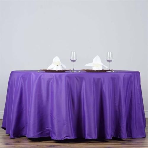 Efavormart Round Tablecloth, 132 Inch Stain & Wrinkle Resistant Washable Table Cloth, Decorative Polyester Fabric Table Cover for Banquet, Wedding, Dining- Purple