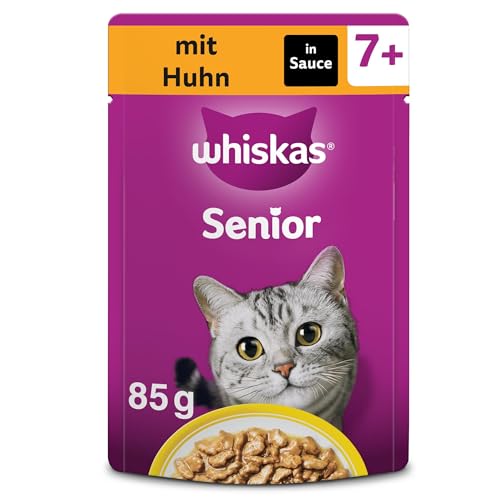 Whiskas 7+ Katzenfutter Geflügel in Sauce, 28x85g (1 Packung) – Hochwertiges Nassfutter ab dem 7. Lebensjahr in 28 Portionsbeuteln – Für die Bewahrung der Vitalität 1