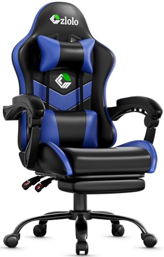 Czlolo Gaming Chair with Footrest Racing Style Lumbar Support Massager