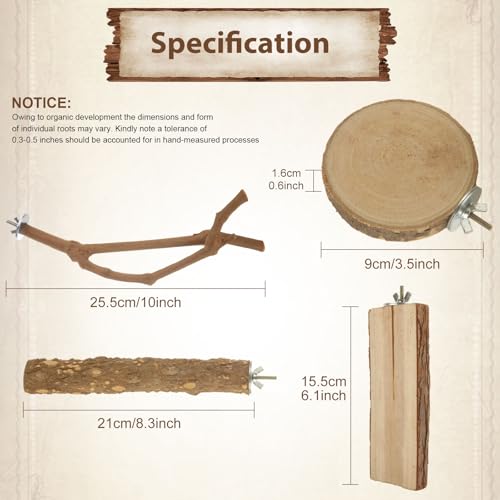 Image of 6PCS Bird Perch Natural Wood Grape Stick Bird Stand, 4 Grape Stick Paw Grinding Fork Parakeet Chewing Stick 2 Parrot Stand Branch