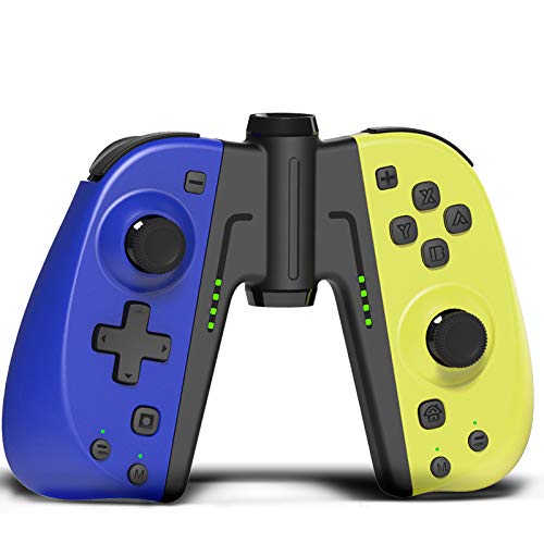 KINVOCA C25 Joypad for Nintendo Switch Lite - Wired Wireless Switch Controller - Replacement for Joycon - Programmable Macros, Turbo, Motion Control & Dual Motors (Blue and Yellow w Grip)
