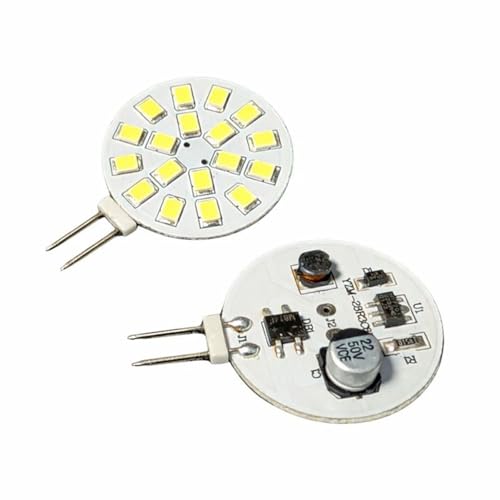 A2ZWORLD 2 Pezzi Lampadina LED G4 Bispina 12V 24V DC, 3W 300LM, Bianco Caldo 3000K, 18 SMD 2835, Ultra Slim Ø28mm, Luce Unilaterale