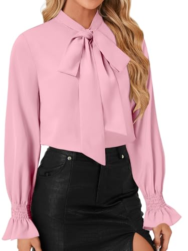 Image of LYANER Women's Bow Tie Neck Business Work Blouse