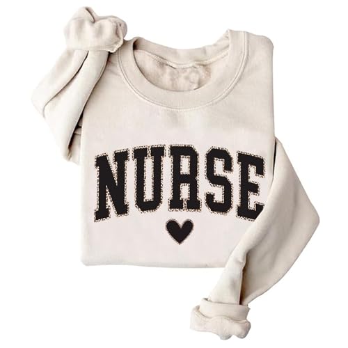 colanperd Leopard Nurse Sweatshirt RN Sweashirt Oversized Crewneck Nurse Sweatshirts Gift