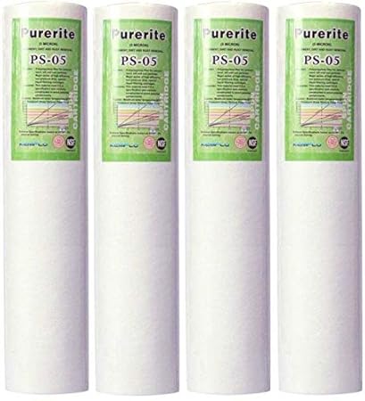 RRPURE Purerite PS-05 Spun Filter, Pre Filter for Water Purifier PP Spun, Spun Filter 10 inch 5 Micron, pre Filter Cartridge for Water Purifier (Pack of 4)