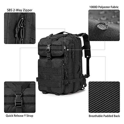 G4Free Tactical Shoulder Backpack Assault Survival Pack Molle Bug Out Bag Rucksack Black 35L #TOP5