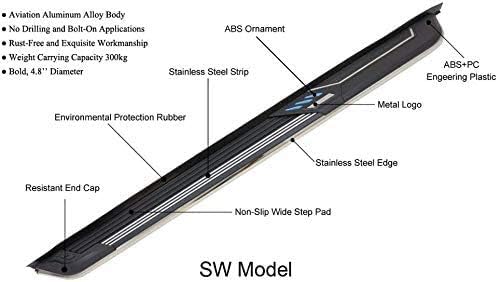 2 Pieces Fits for Ford Edge 2015 2016 2017 2018 2019 2020 Aluminium Fixed Door Side Step Running Board Nerf Bar Protector Bar- Black