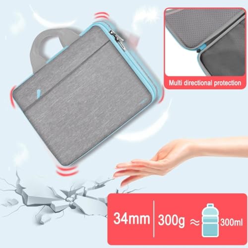 Image of Hseok Laptop Case for MacBook Pro 14inch TSA Sleeve Handbag,Light Gray Blue | Compatible with 13-13.3 inch Mac HP Dell ASUS Lenovo Acer, Polyester Computer Briefcase with Handle & Accessory Pockets