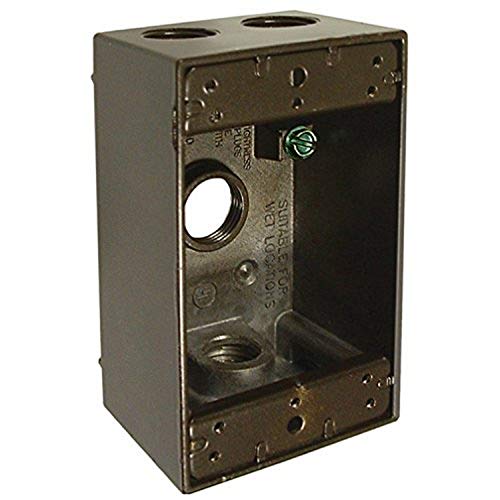 Hubbell-Bell 5321-2 Single Gang Weatherproof Box with 4-1/2-Inch Outlets, Bronze