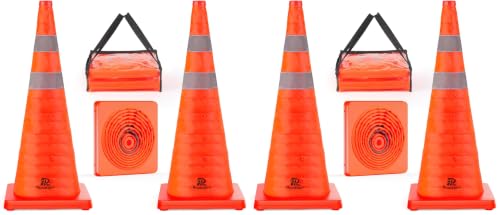 Image of RoadHero 28 Inch 4 Pack Collapsible Traffic Safety Cones with Bag,Orange