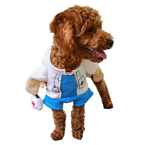 DELIFUR Chien Chat Docteur Costume Pet Docteur V¨ºtements Halloween Jeans Outfit V¨ºtements Cover