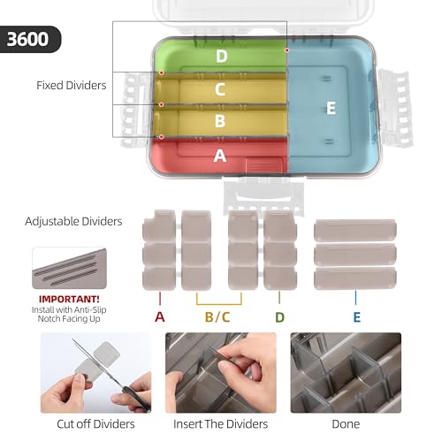 Image of RUNCL Fishing Tackle Box, Waterproof Tray for Jigs Lures, Thicker Floating Tackle Utility Box with Adjustable Dividers, 3600 /3700 /Large 3700 Size