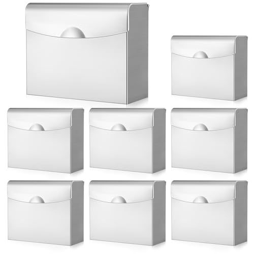 Image of Tioncy 8 Pcs Sanitary Napkin Disposal Receptacle Stainless Steel Sanitary Napkin Receptacle Wall Mounted Tampon Disposal Bin Waste Tampon Holder Feminine Hygiene Container (Silvery White)